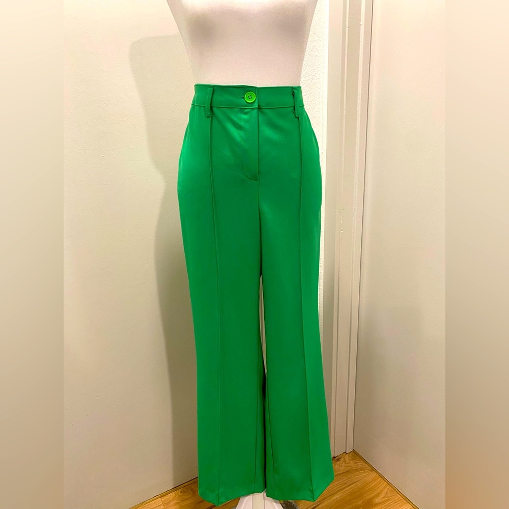 Busem Green High-Waist Pleated Trousers Pants - L